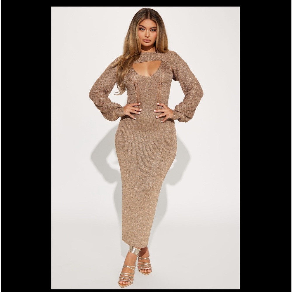 🆕🌸Gold Sequin Dress w/ Shrug